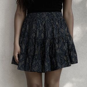 Roberta Roller Rabbit Black & Gold 100% Cotton Mini Skirt Women’s Size XL